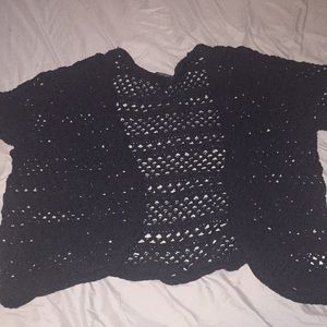 Short sleeve crochet cardigan